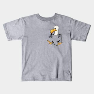 Funny Sea-Bird Drawing Cute Seagull In Pocket Kids T-Shirt